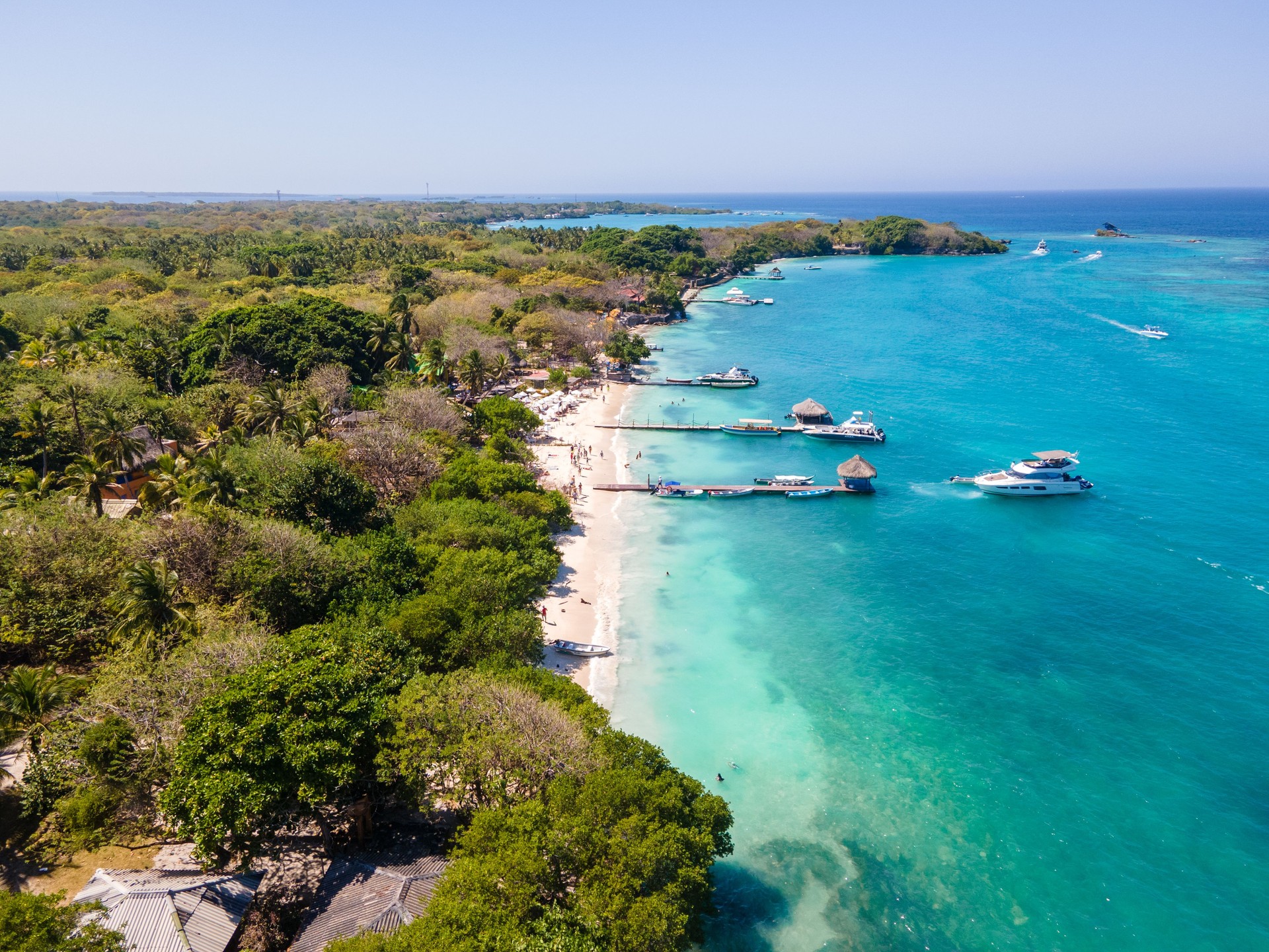 Drone shot of Cartagena beach, Colombia